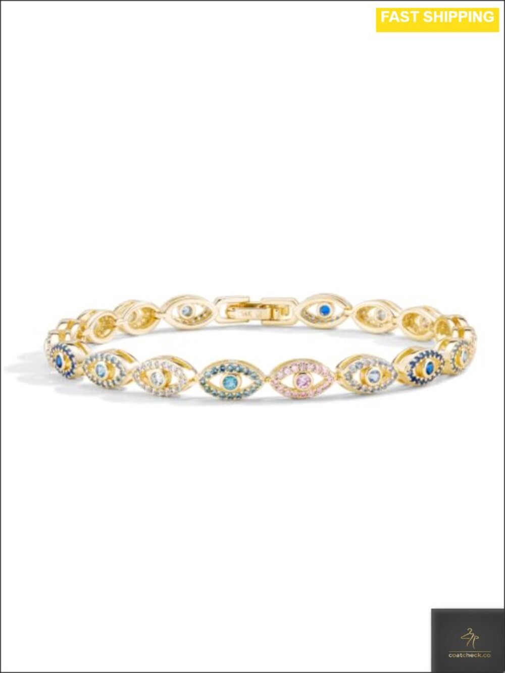 14k Gold Filled Evil Eye Bracelet 7 Inch Tarnish Resistant